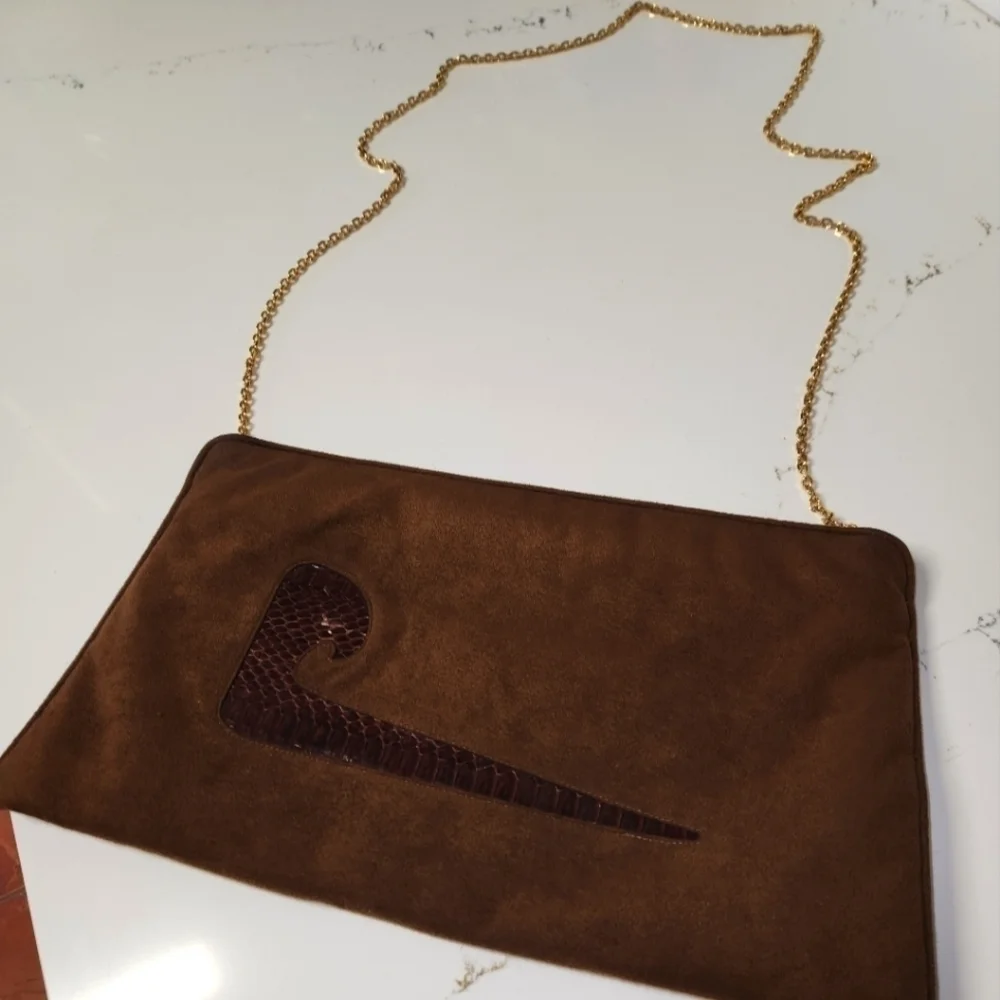 Vintage Pierre Cardin Suede Snakeskin Clutch Envelope Bag - Picture 2 of 11